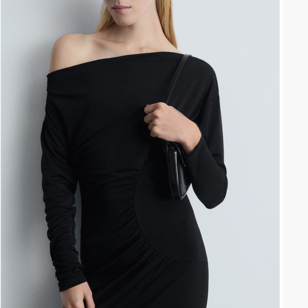 James Perse One-Shoulder Long Sleeve Midi Dress
